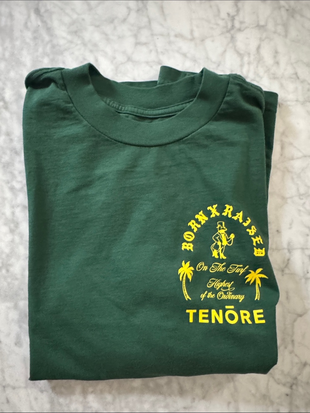 NWT Born x Tenore Hawaii Green Graphic tee shirt Mens S 100% cotton SOLD OUT